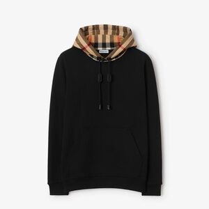 Burberry Black Hoodie with Tan Plaid Hood Size Small